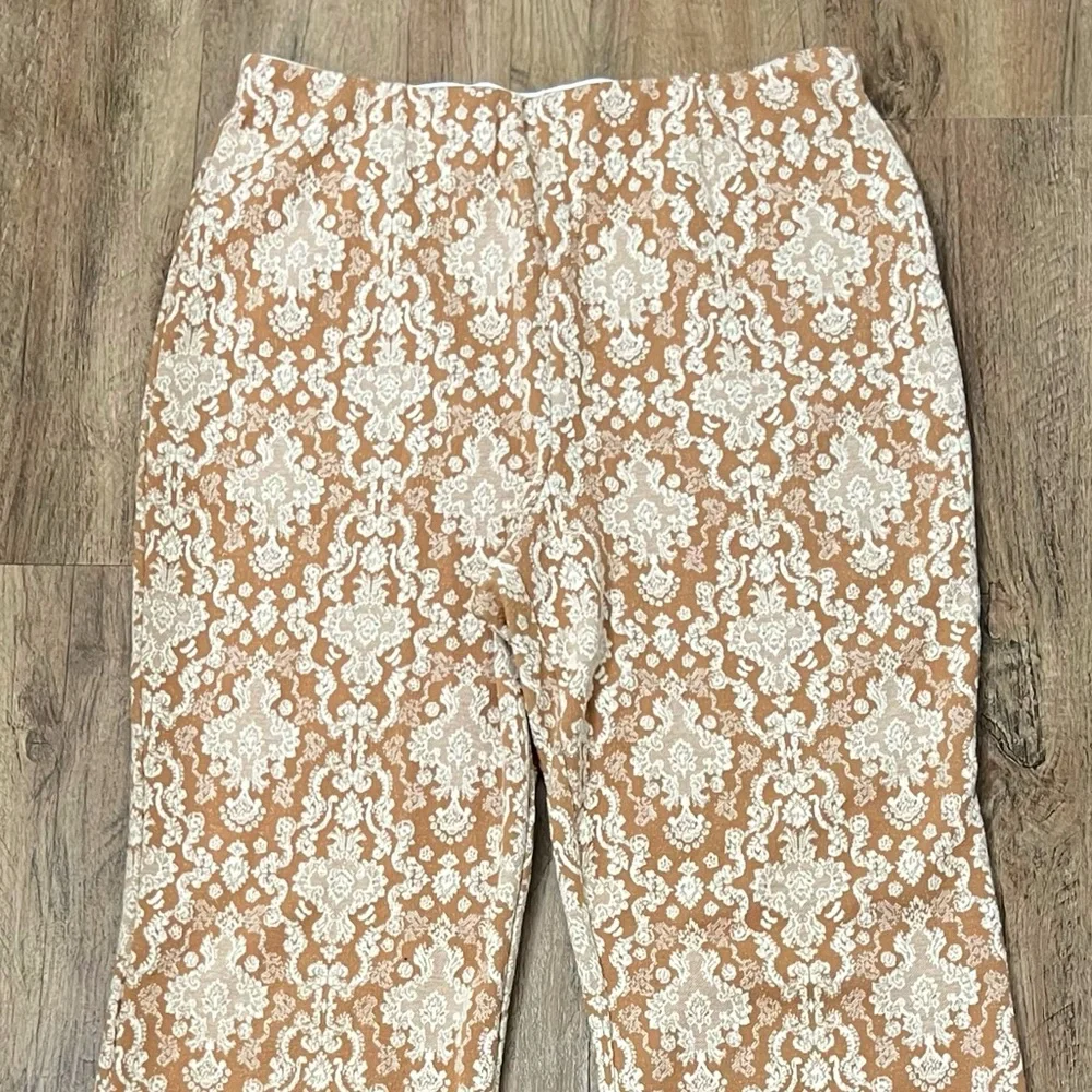 Soft Surroundings Sumptuous Pull‎ on Tan Ivory Wide Leg Flare Pants